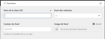 Panneau d'option des sections